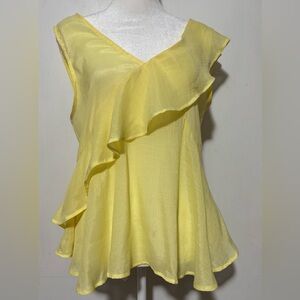 Harve Benard, Yellow Ruffled Women's Top Size M